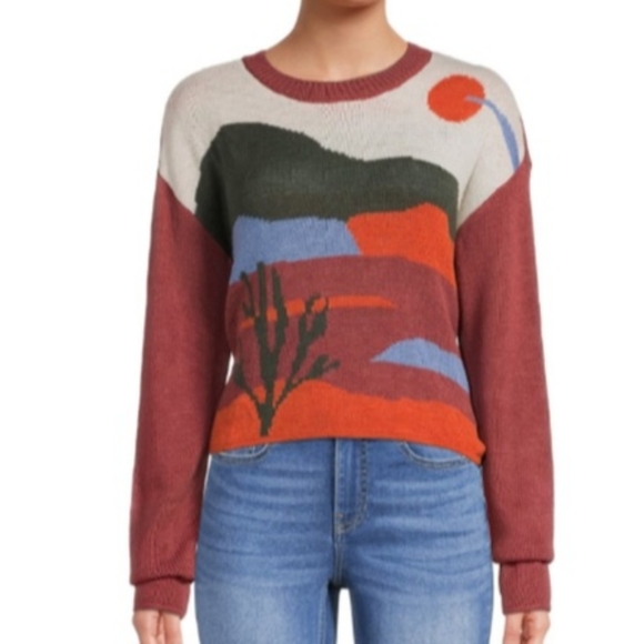 Madden NYC Women's  Scenic Desert Landscape Sweater NWT - Picture 4 of 8